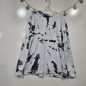 Gemrock Mens White Purple Long Sleeve Tie Dye Tshirt 100% Cotton Size 2XL